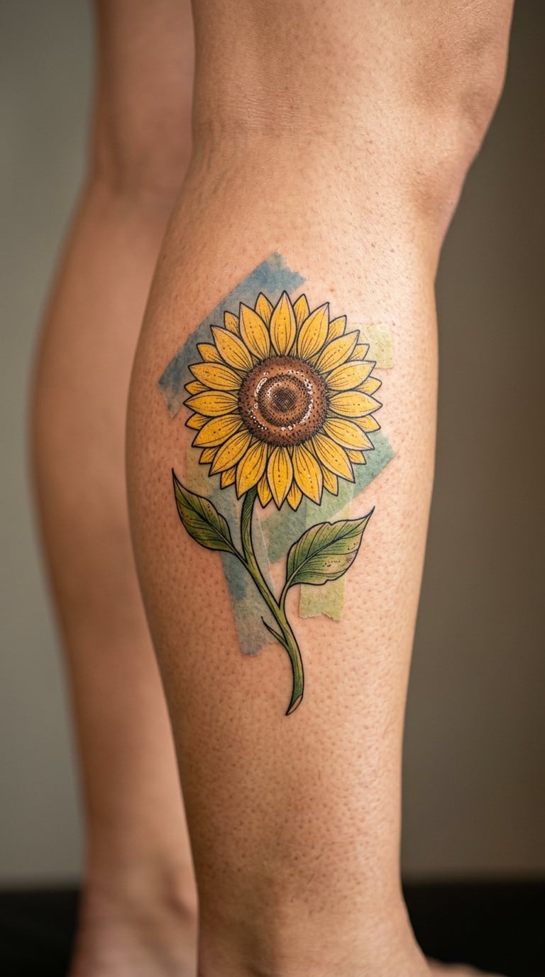 Sunflower with Muted Washi Texture