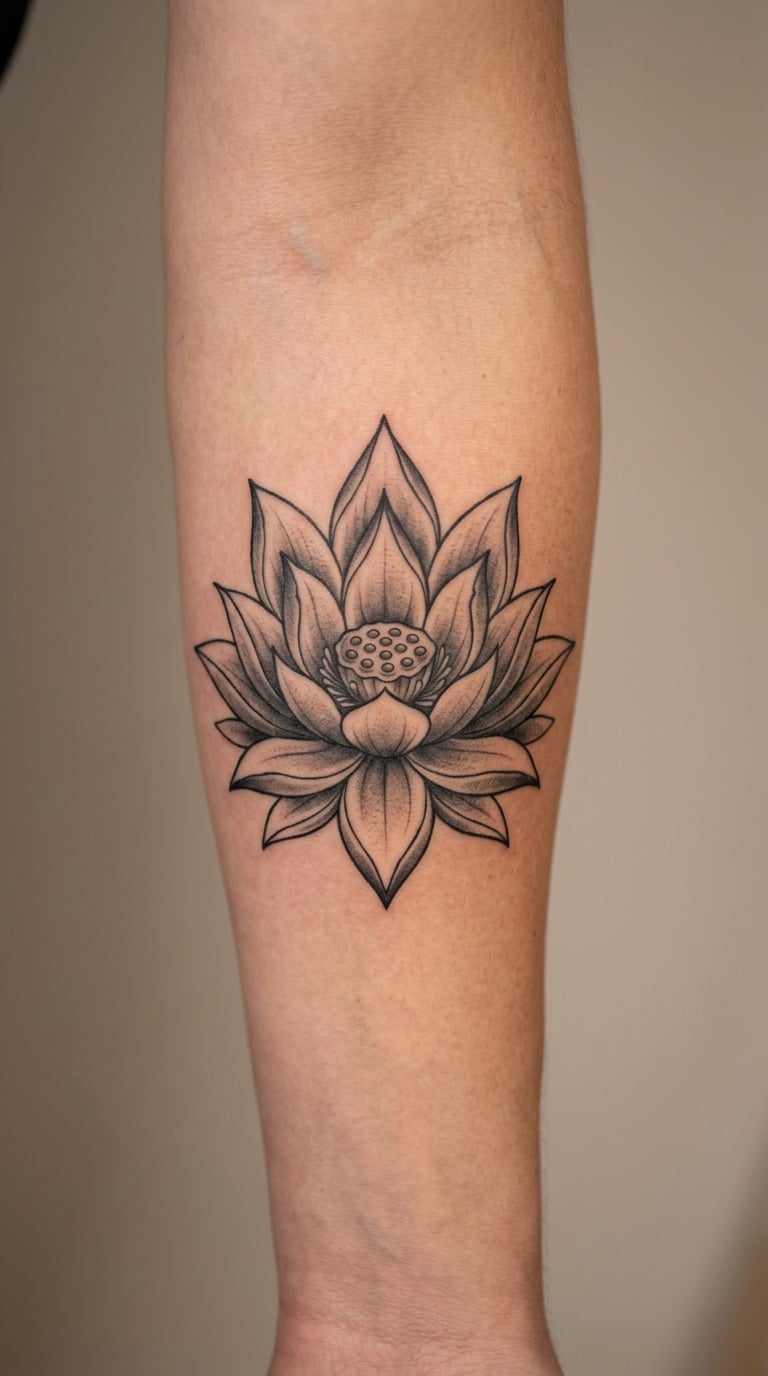 Lotus in Black-and-Grey