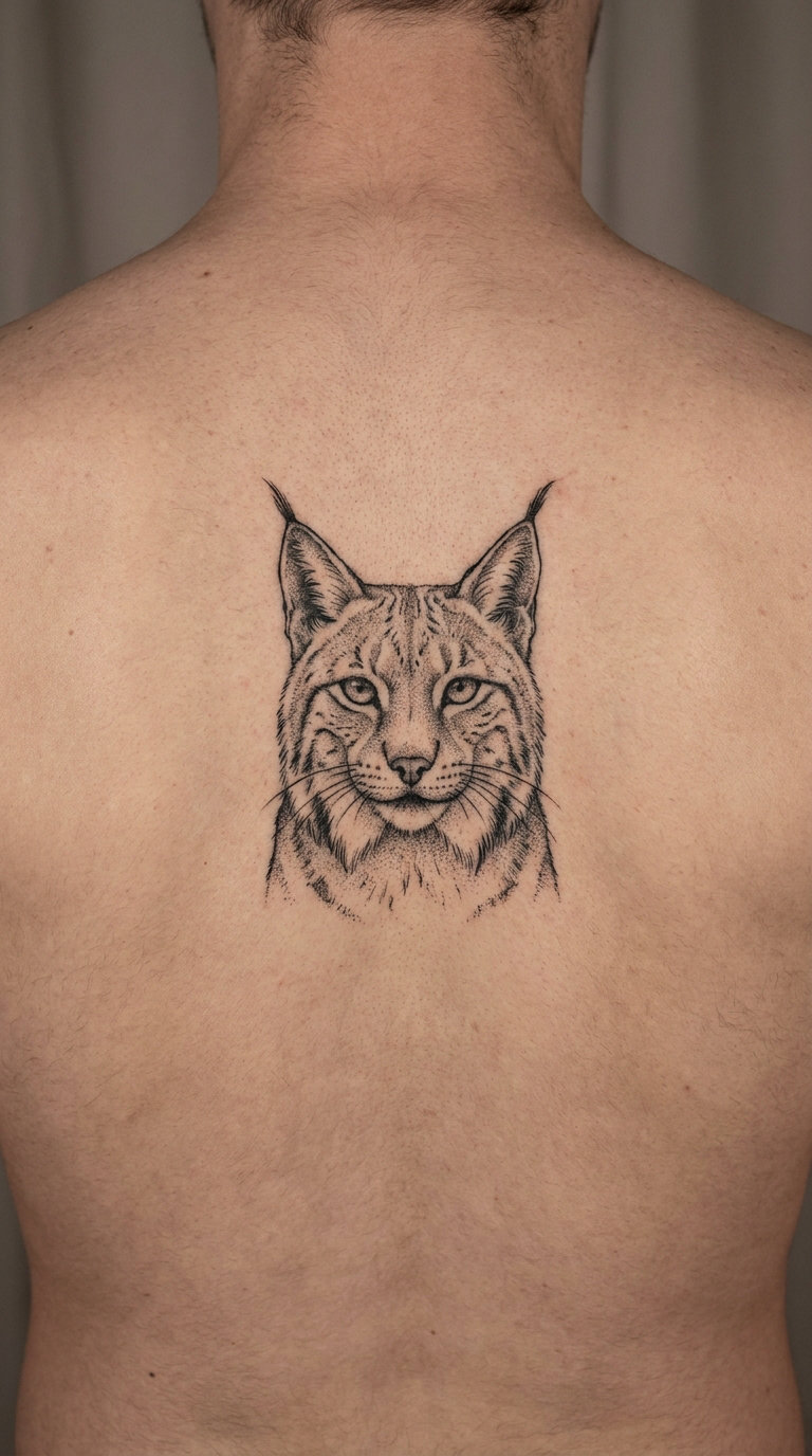 Dotwork Lynx on the Spine