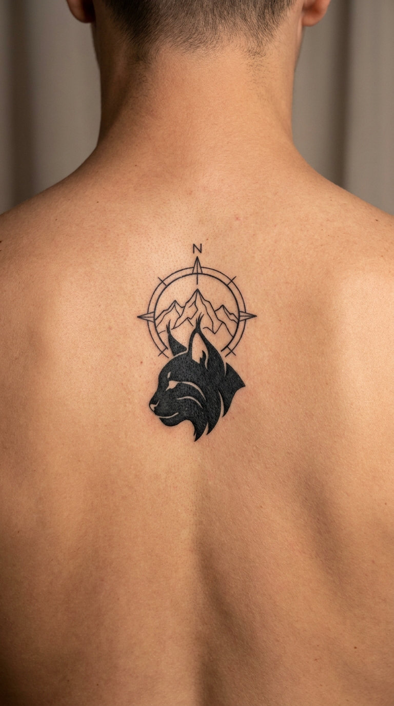 Lynx and Mountain Compass on the Back