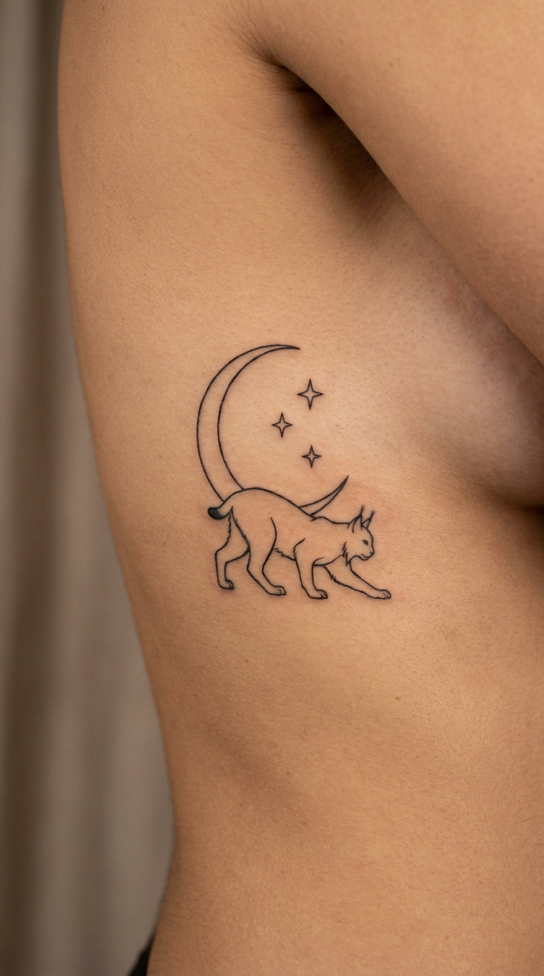 Lynx and Moon on the Rib