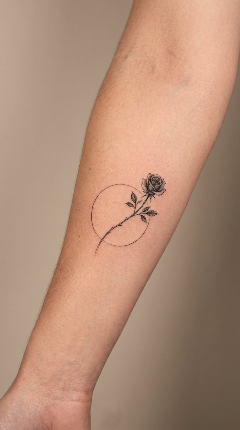 One Rose Wrapped Around a Fine Line