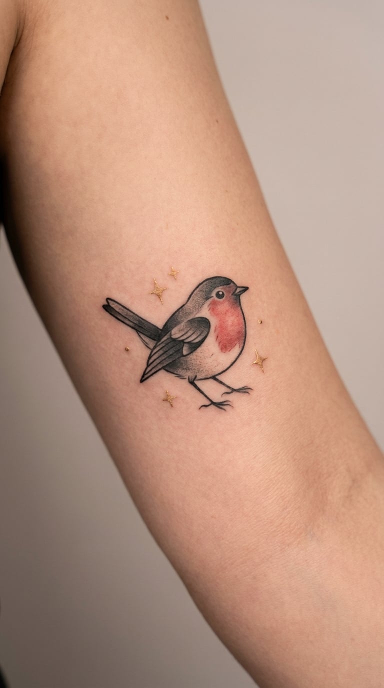 Celestial Robin with Stars on the Inner Arm