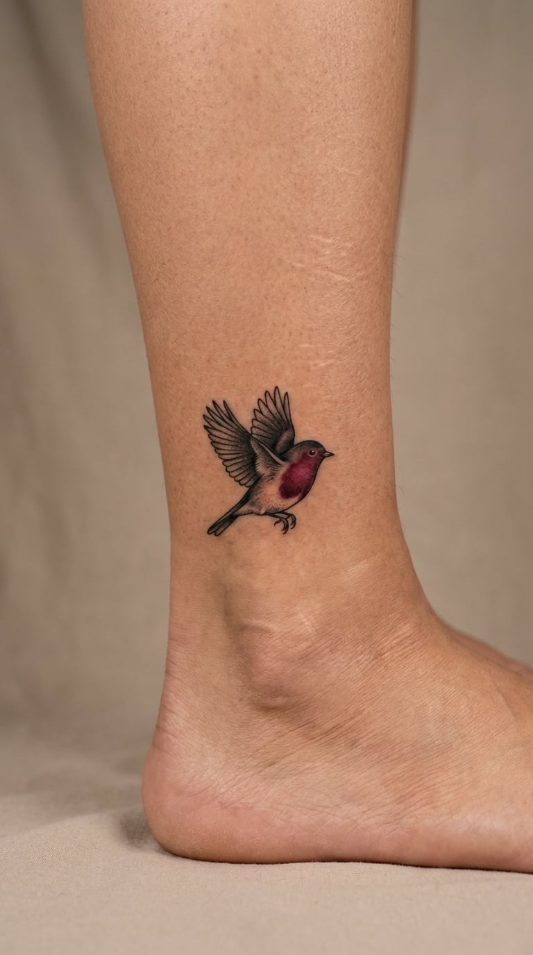 Small Flying Robin Above the Ankle