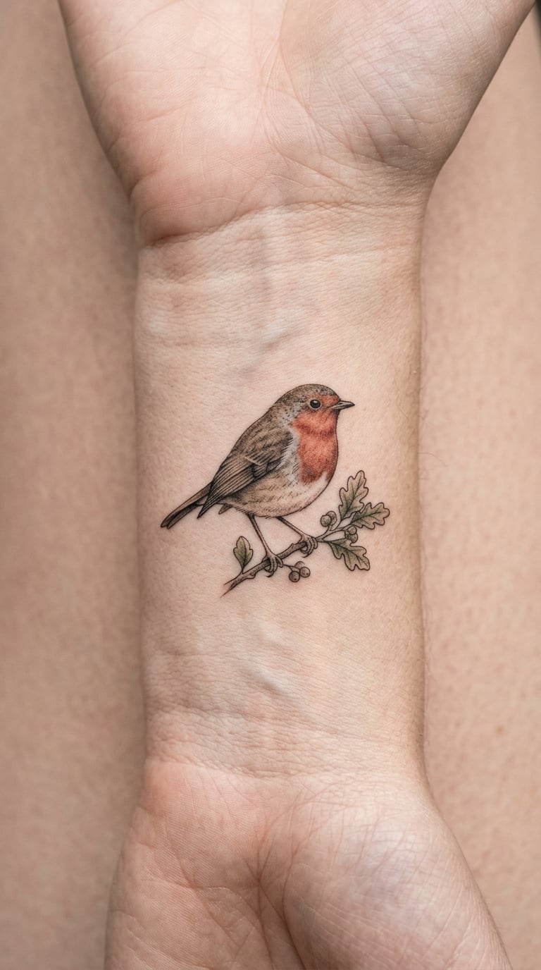 Micro-Realism Robin Portrait on the Wrist