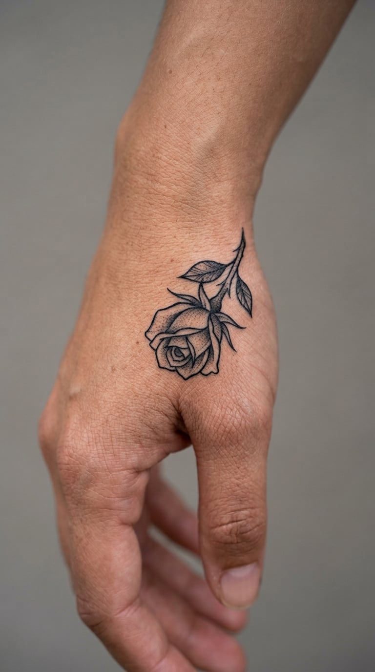 Rosebud in Blackwork
