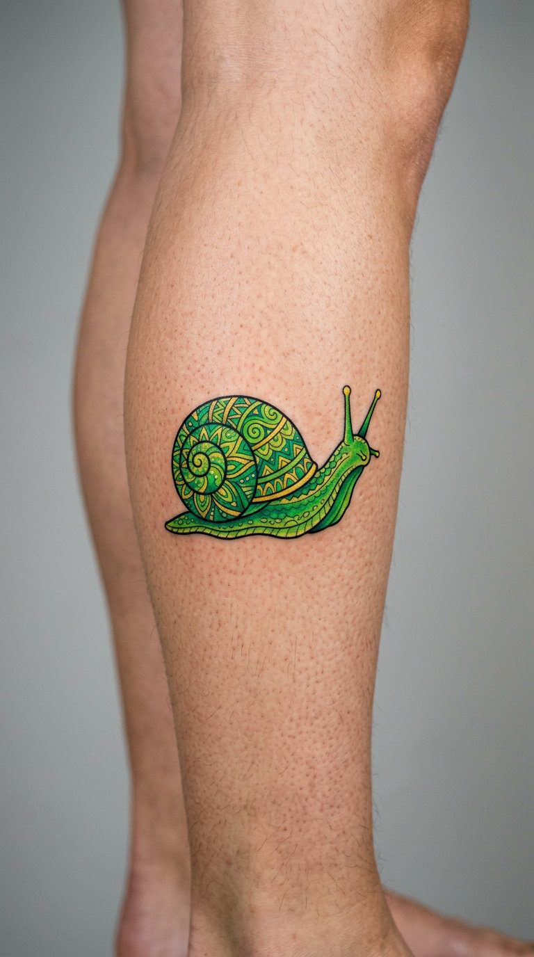 Neon-Colour Snail on the Calf