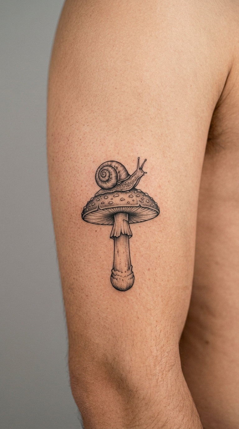 Snail on a Mushroom