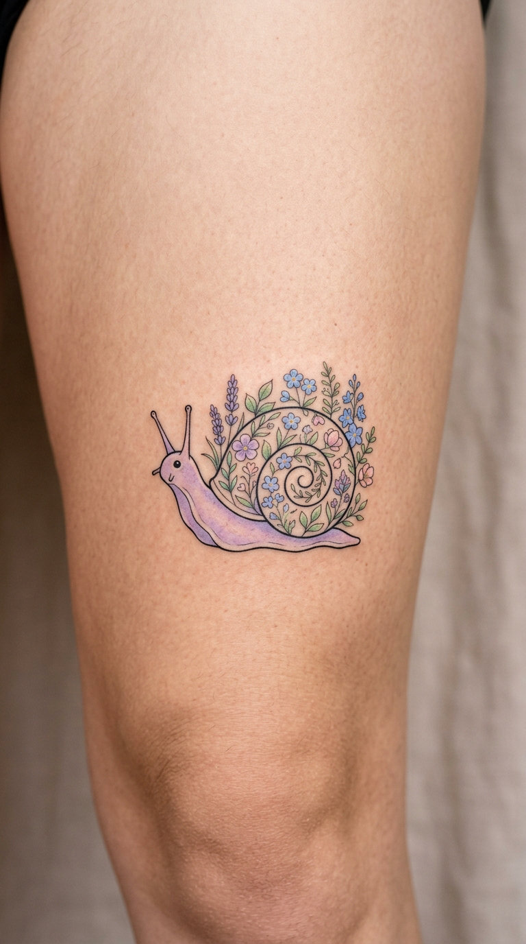 Pastel Snail with Floral Shell