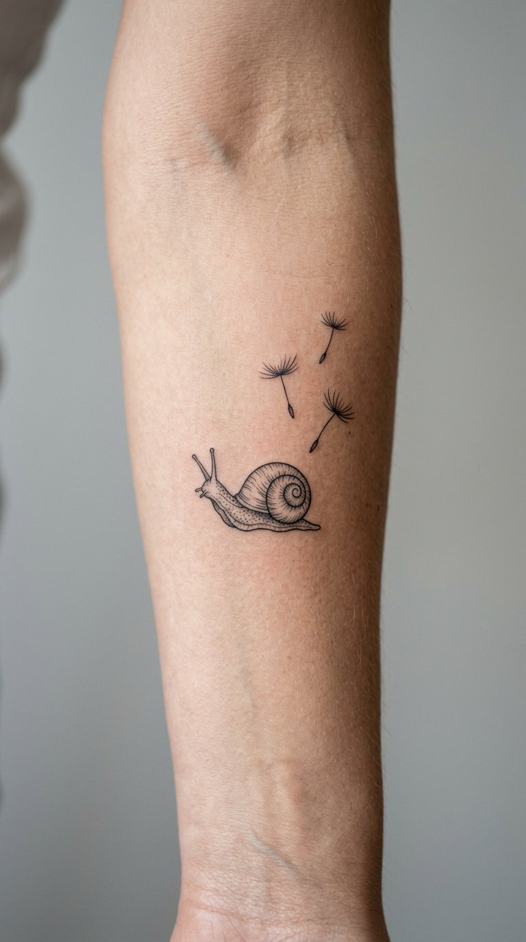 Snail and Dandelion Seeds