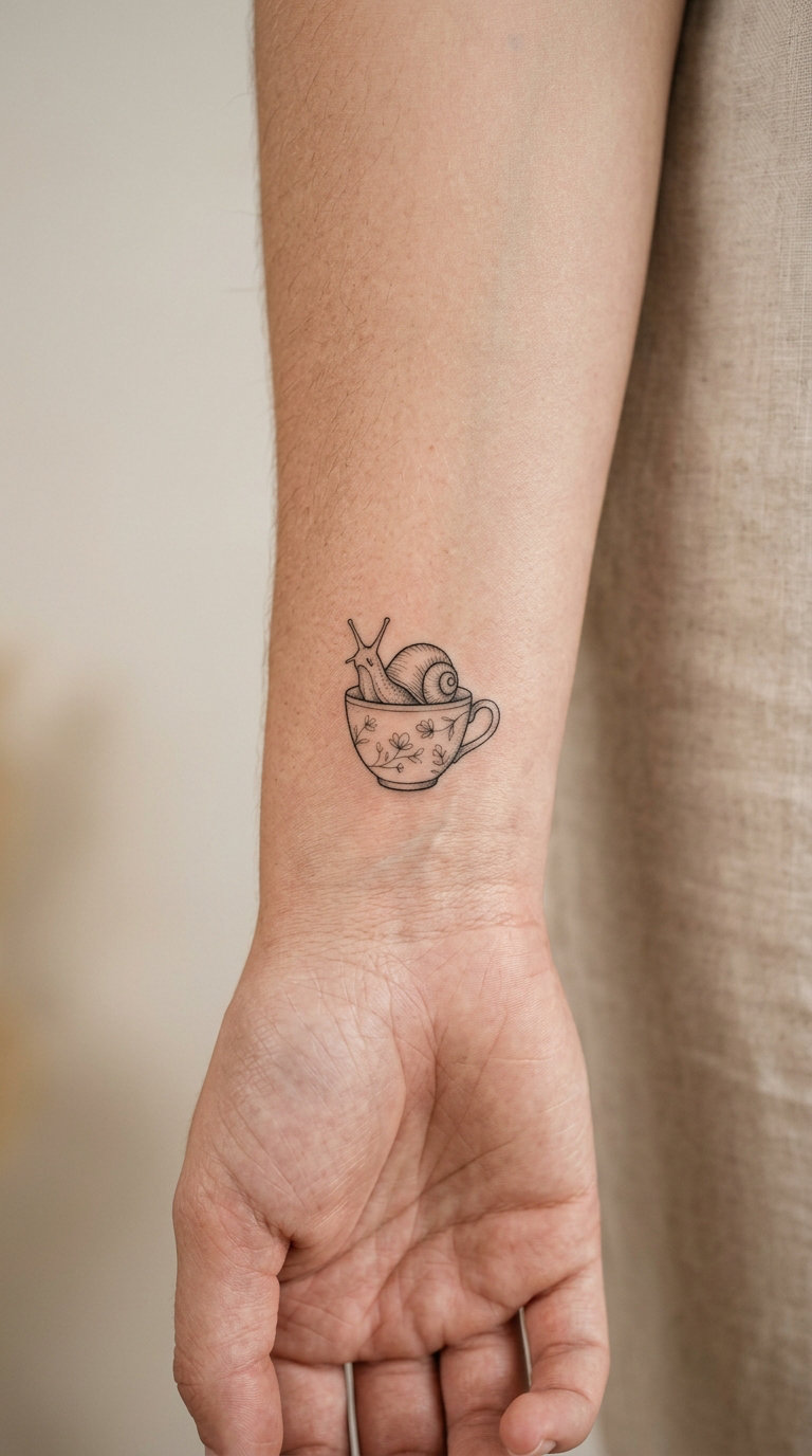 Tiny Snail in a Tea Cup