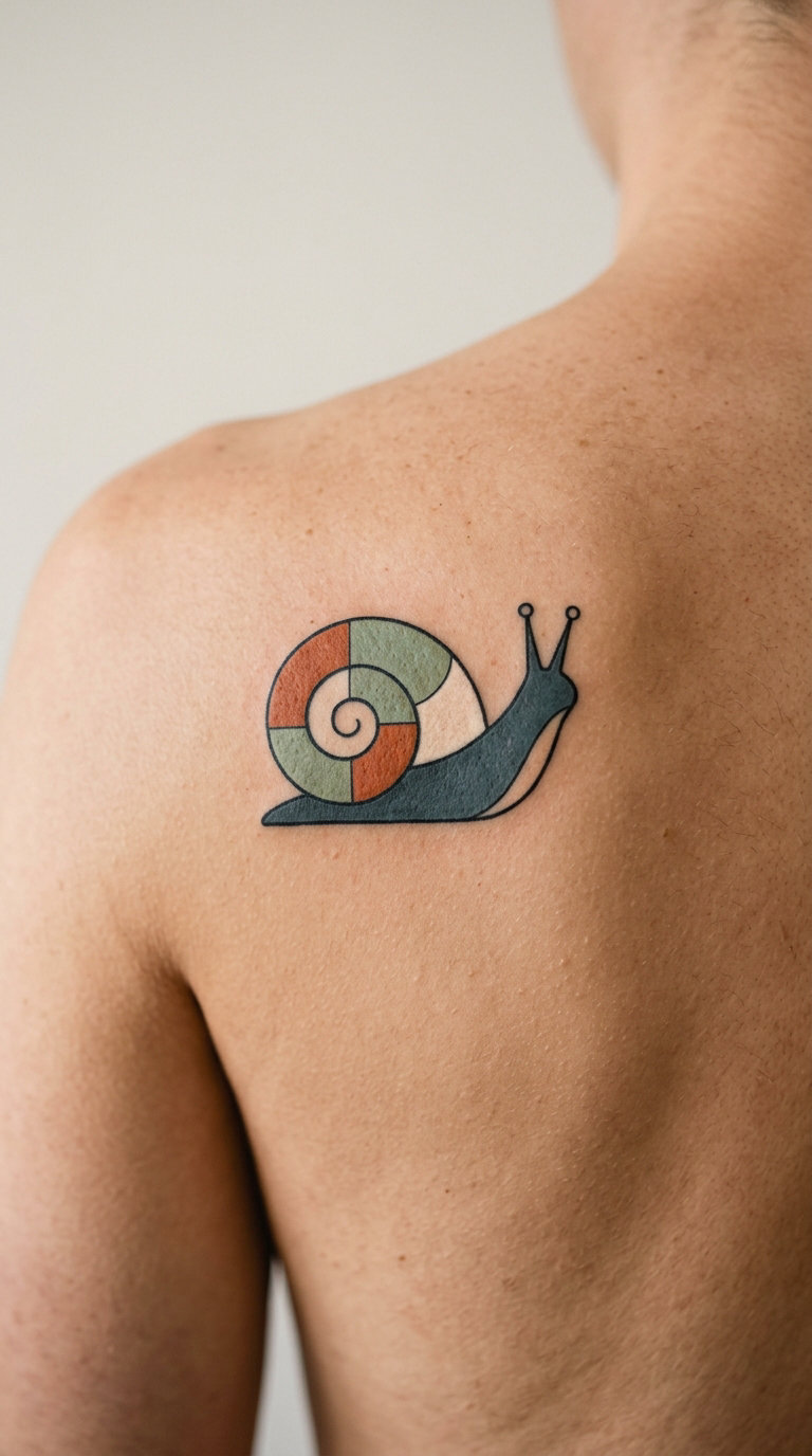 Colour-Blocked Snail on the Back