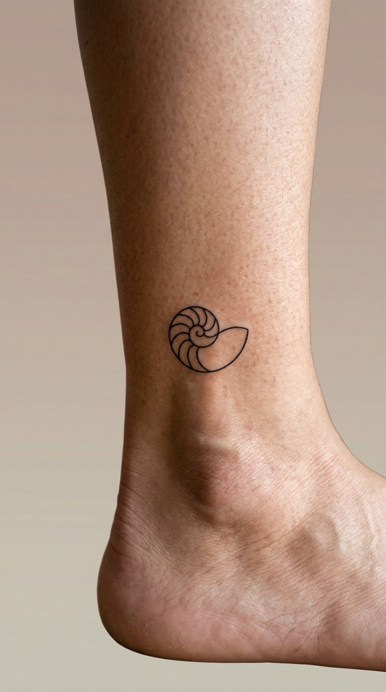 Minimalist Spiral Shell on the Ankle