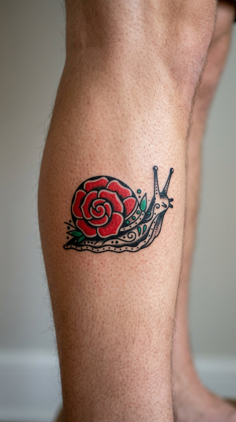 Traditional Snail with a Rose