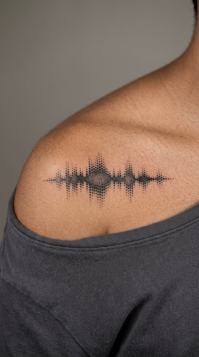Dotwork Sound Wave on the Shoulder