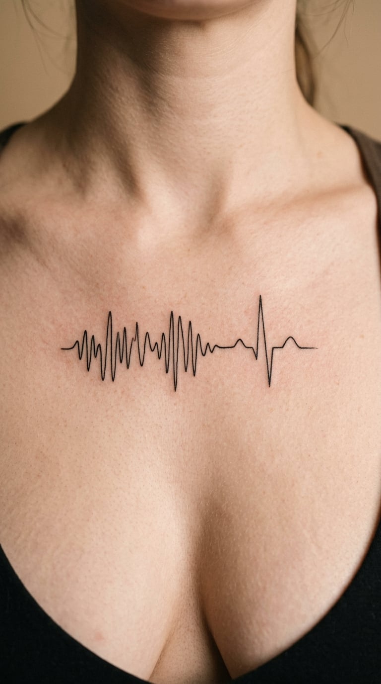 Heartbeat Rhythm Line on the Sternum