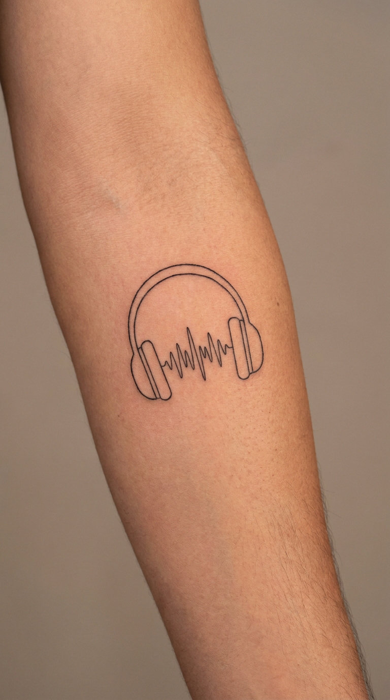 Headphone Outline Wrapping a Wave