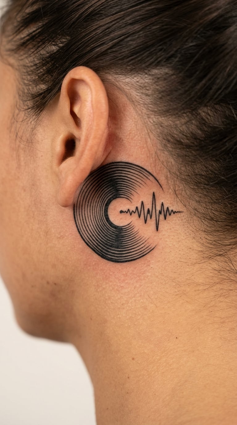 Vinyl Groove Spiral Behind the Ear