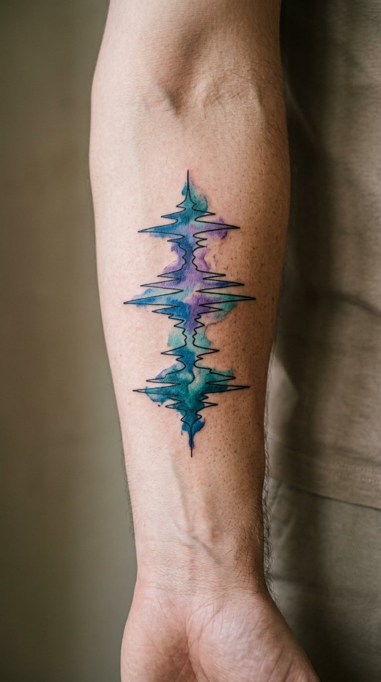 Watercolor Sound Wave on the Arm