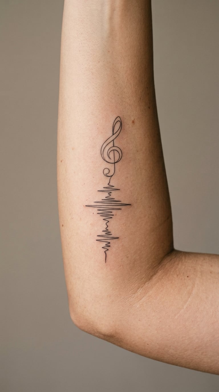 Sound Wave Emerging from a Music Note