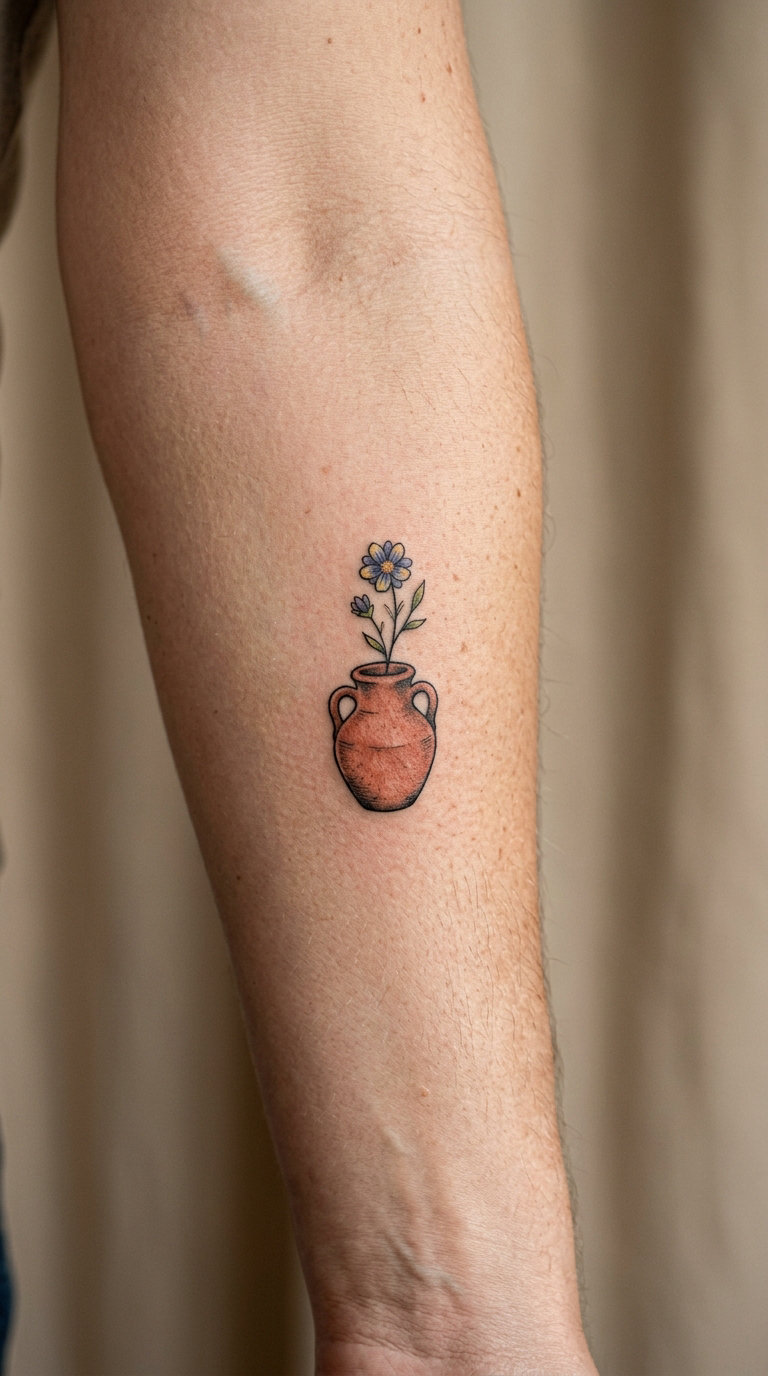 Clay Vessel and Wildflower