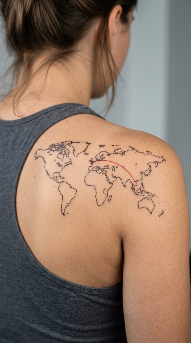 Tiny World Map With Route
