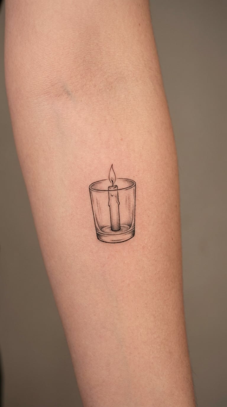 Candle Inside a Glass Tumbler