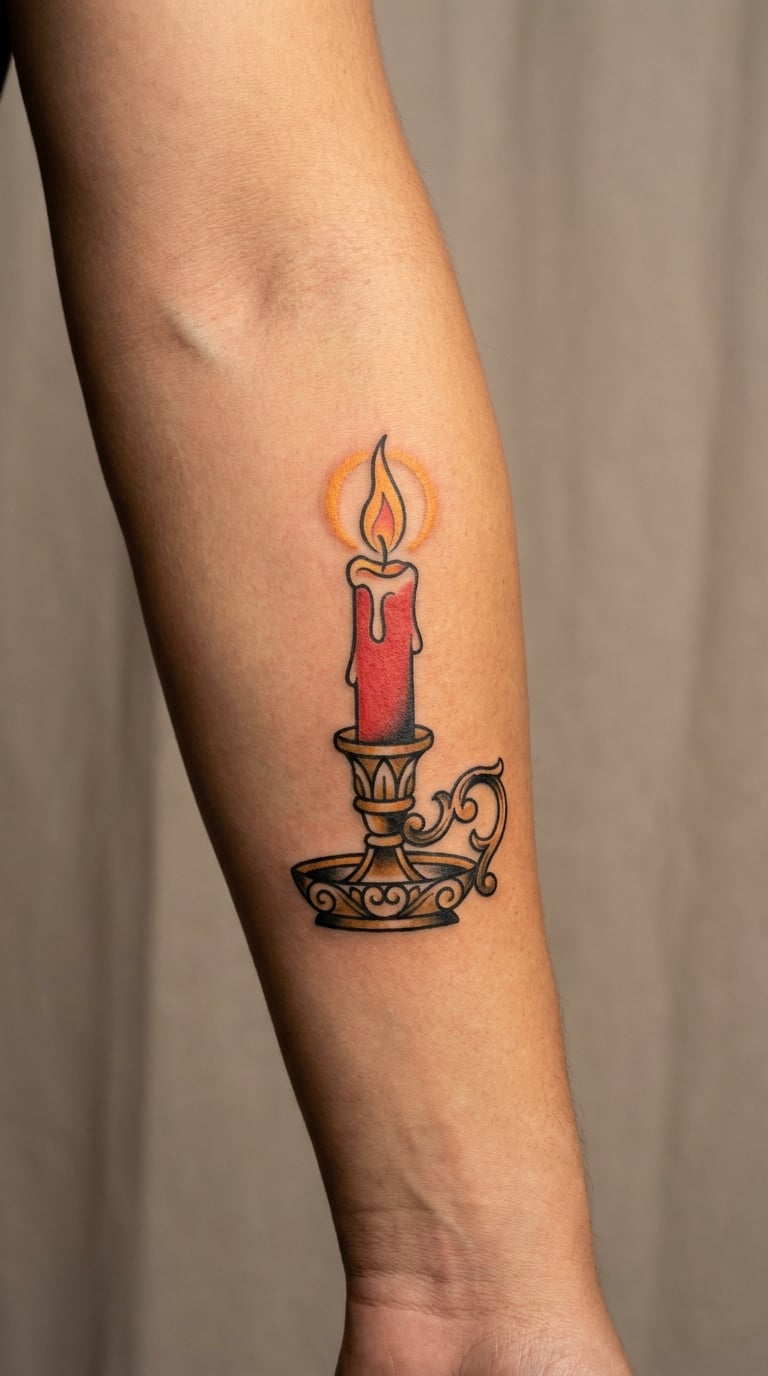 Traditional Candle in a Holder