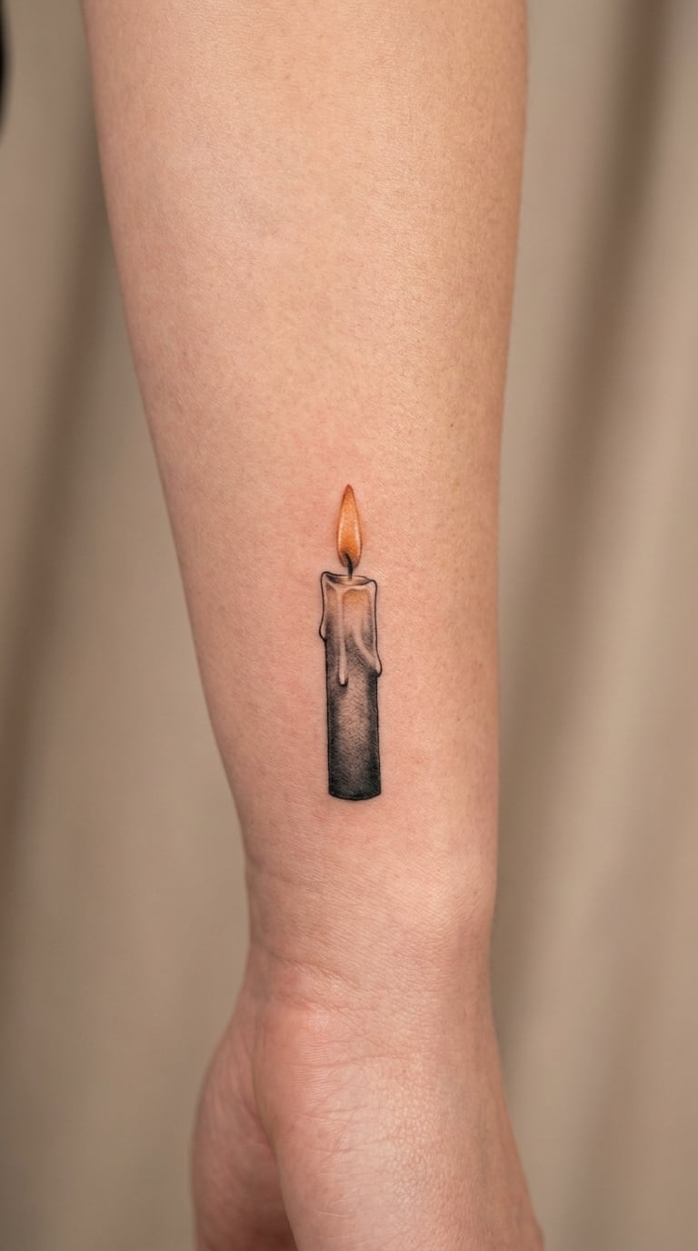 Candle with a Realistic Amber Flame