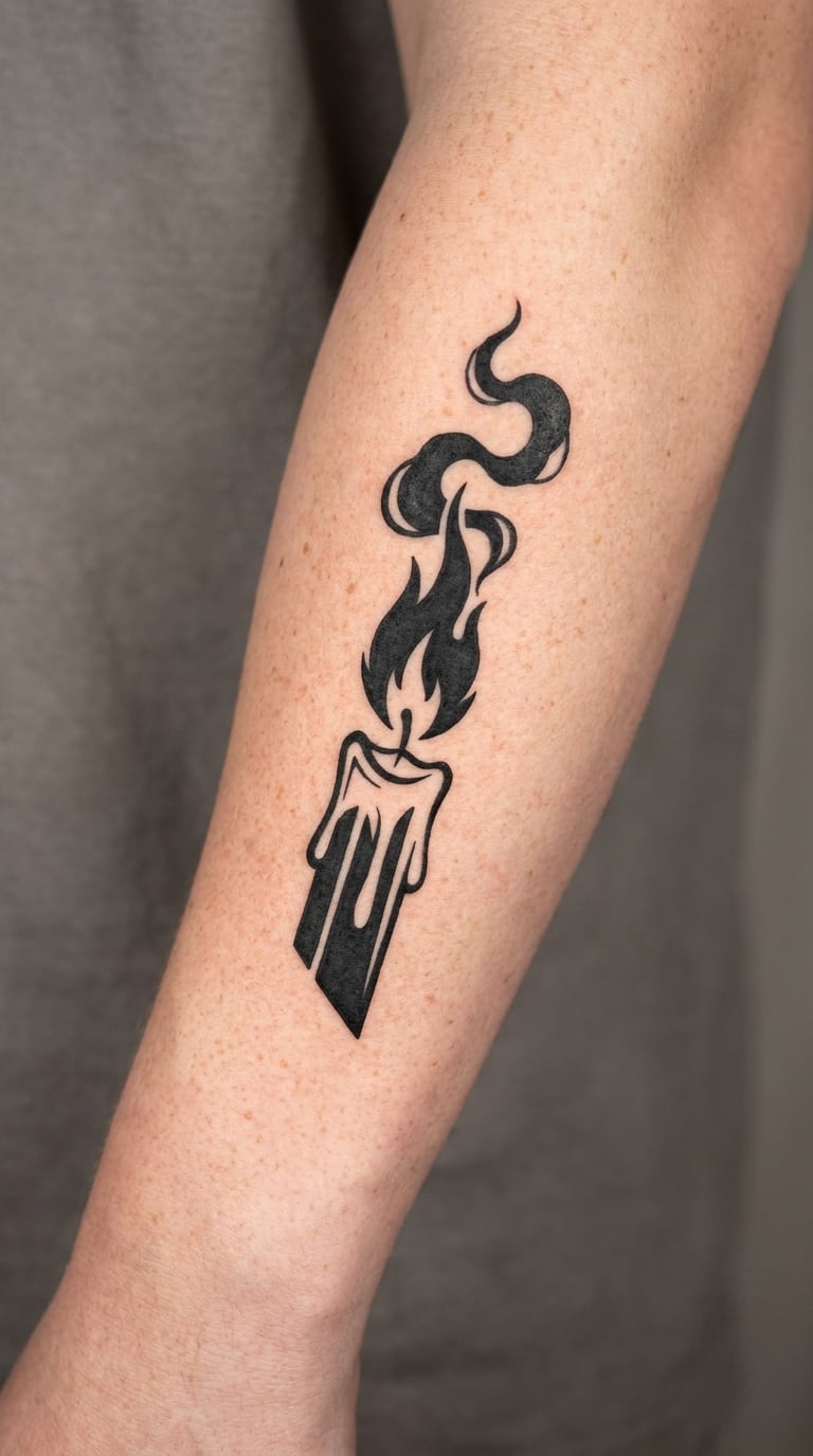 Blackwork Candle with a Large Flame