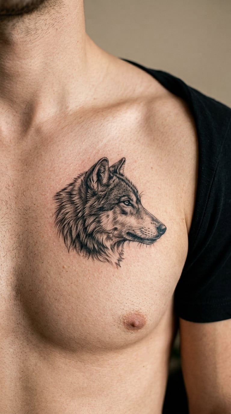 Micro-Realism Wolf Profile Reaching the Shoulder