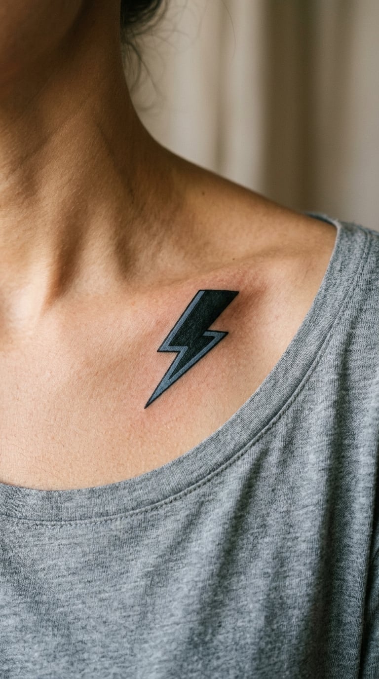 Small Lightning Bolt Crossing the Collarbone