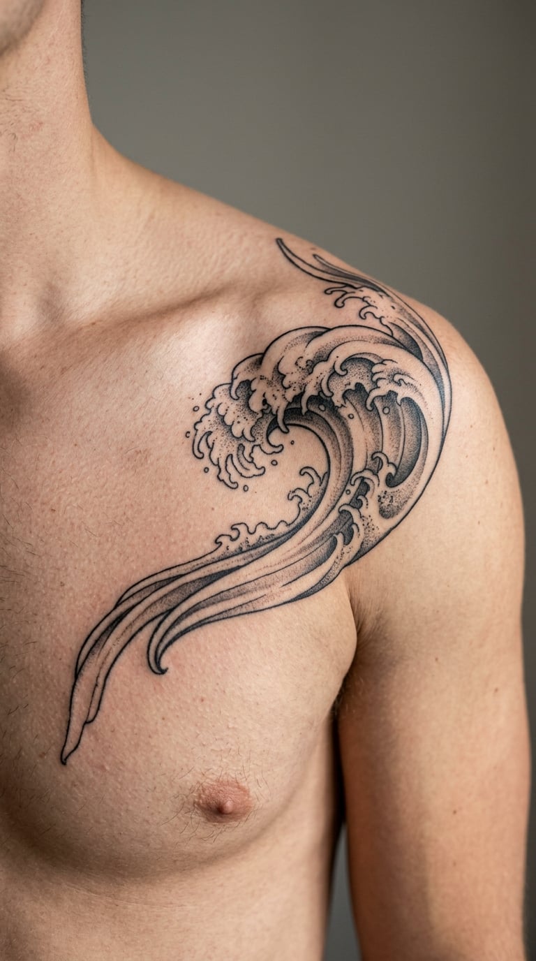 Black-and-Grey Ocean Wave at the Shoulder
