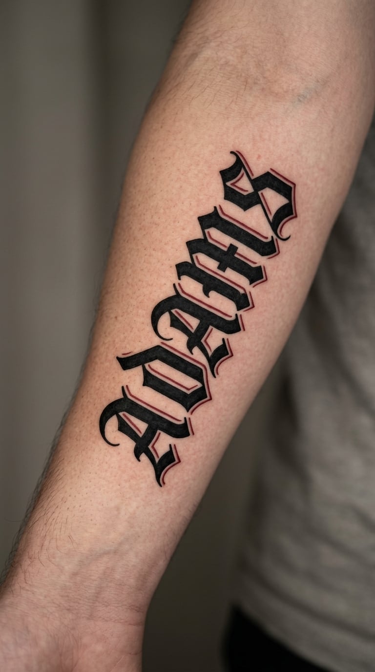 Old English Family Name in Blackwork