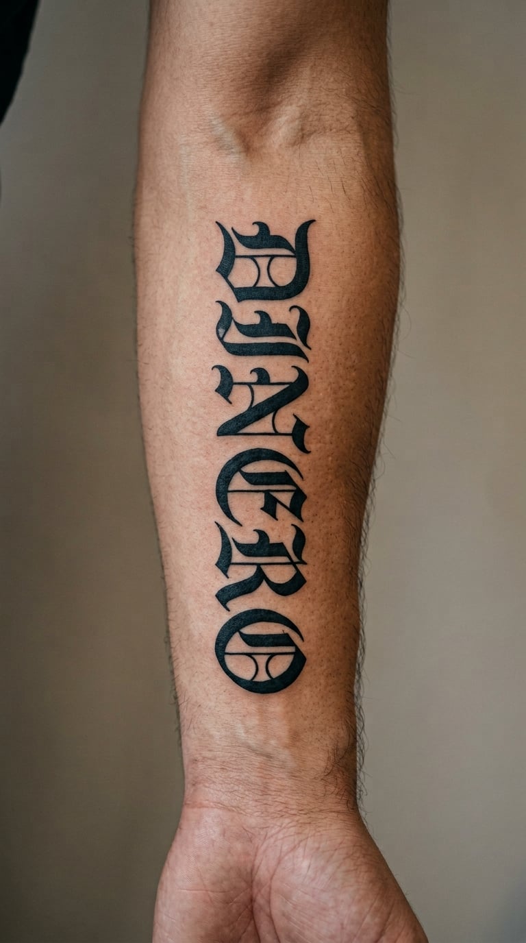 “Dinero” in Gothic Script