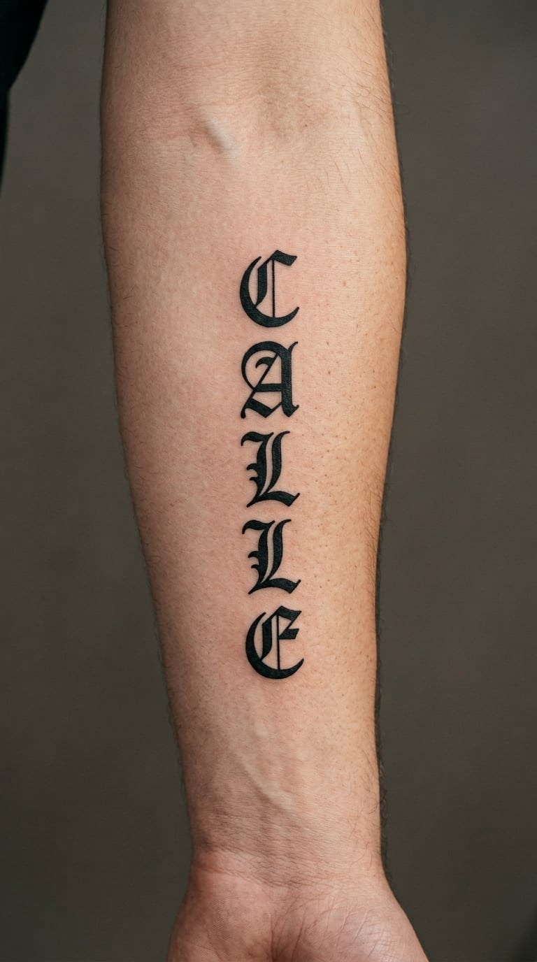 “Calle” in Narrow Vertical Blackletter