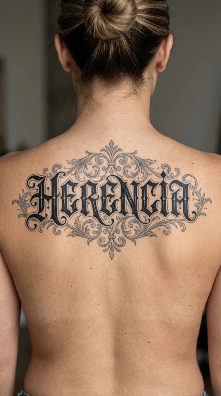 “Herencia” in Ornate Blackletter