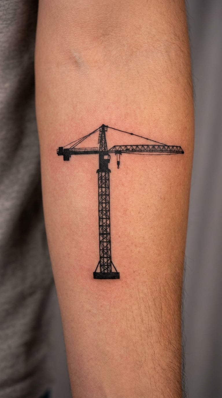 Tower Crane Blackwork Tattoo