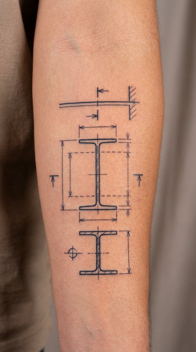 Blueprint-Style Forearm Tattoo