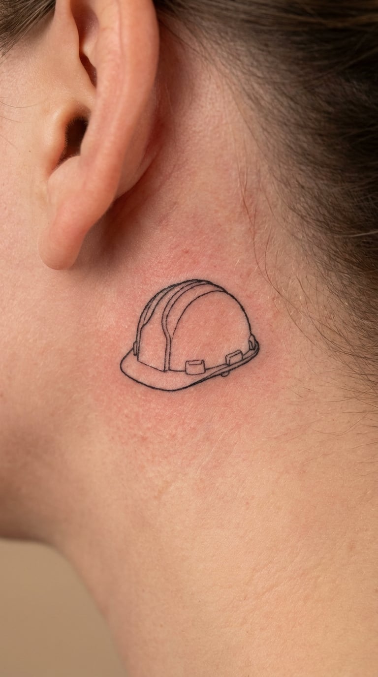 Fine-Line Hard Hat Behind the Ear