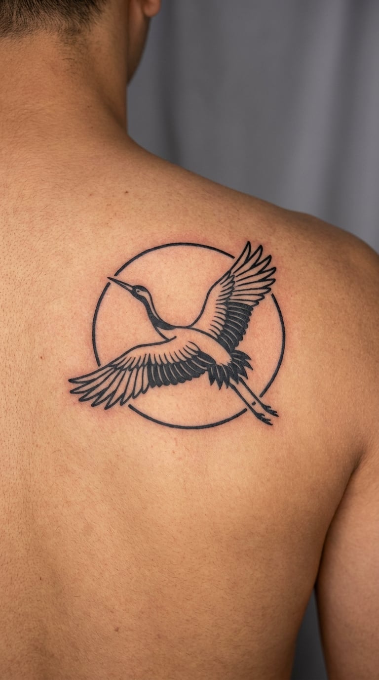 Crane in a Circular Frame