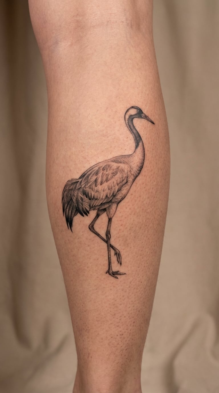 Grey Crane with Soft Shading