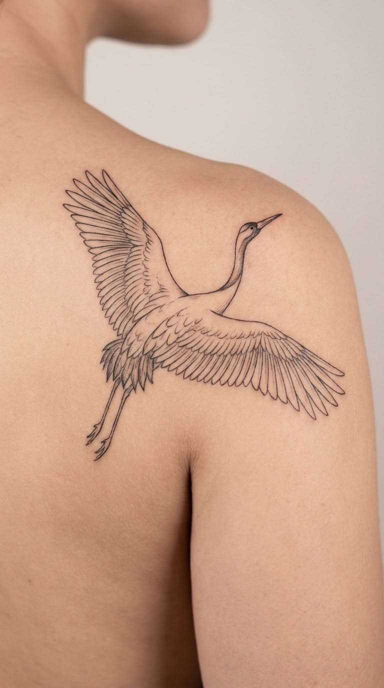 Flying Crane Across the Shoulder