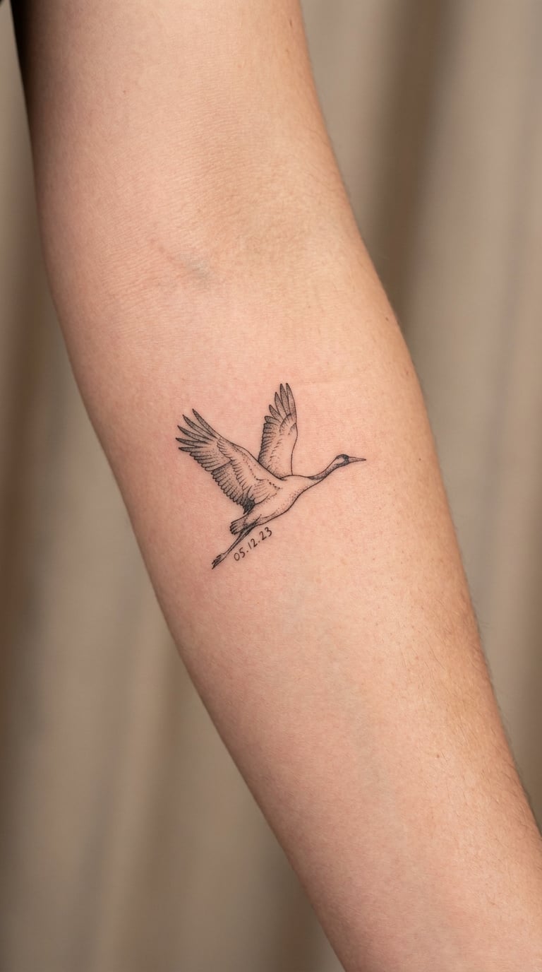 Crane with a Small Date