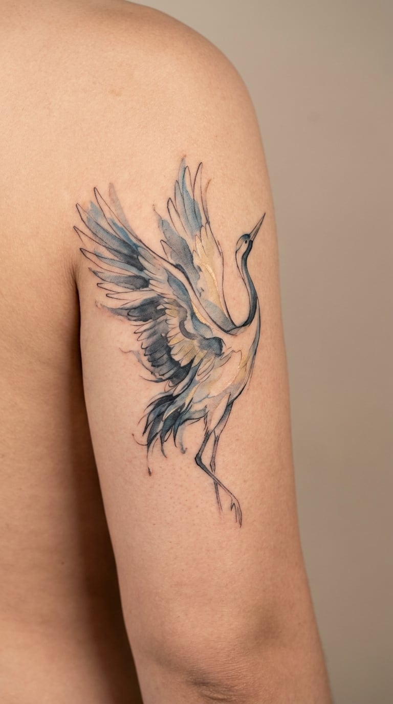 Watercolor Crane Portrait