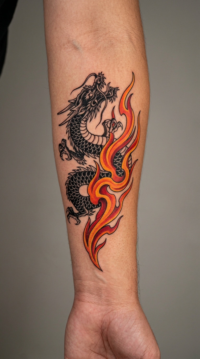 Dragon and Flame Split Design