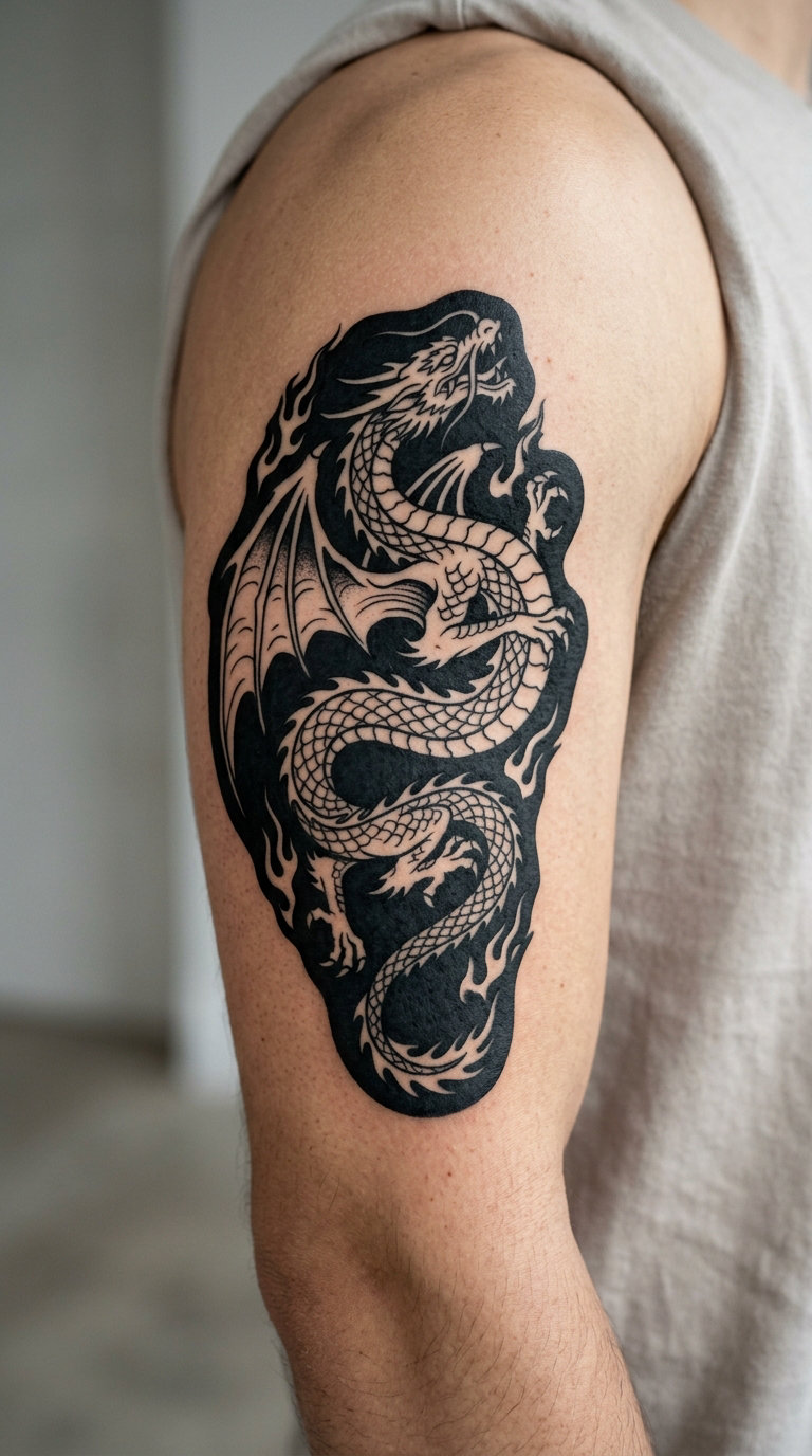 White-Negative-Space Dragon