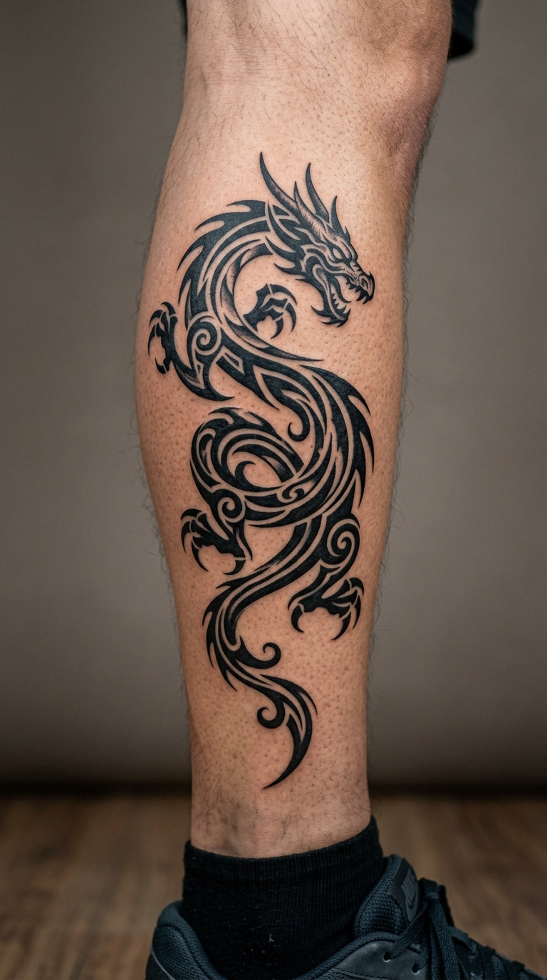 Tribal-Inspired Dragon with Bold Claws