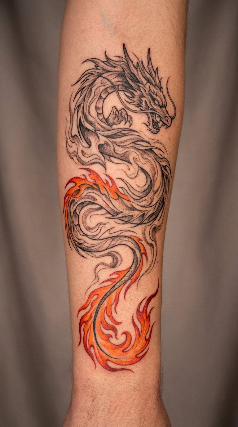 Dragon Made of Fire and Smoke