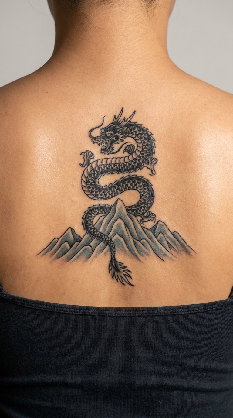 Dragon and Mountain Range Back Piece